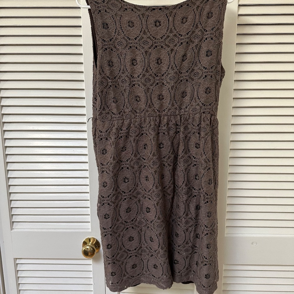 Cotton Lace Dress Taupe Gray Fully Lined Valerie Bertinelli Size 14 - Picture 7 of 11